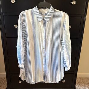 J Jill - Light Blue & White Stripe women’s Button-Up Shirt
